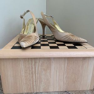 Sam & Libby gold satin shoes